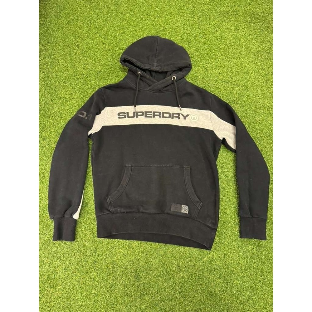Superdry Athletics No. 1 Trophy Hoodie Mens Large Black Logo Slim Fit Outdoor‎